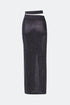 Cut Out Maxi Silver Shiny Skirt