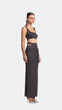 Cut Out Maxi Silver Shiny Skirt