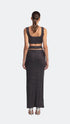 Cut Out Maxi Silver Shiny Skirt