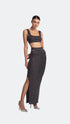 Cut Out Maxi Silver Shiny Skirt