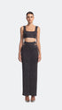 Cut Out Maxi Silver Shiny Skirt