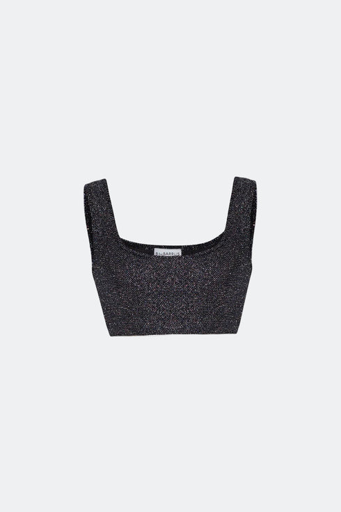 Silver Shiny Crop Top