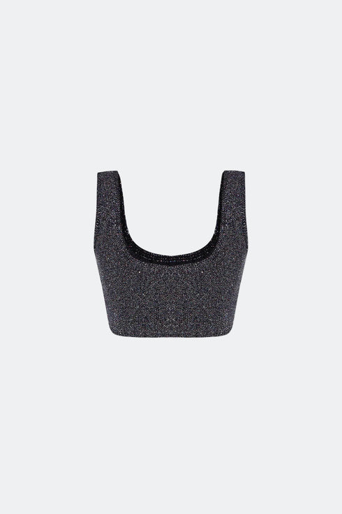 Silver Shiny Crop Top