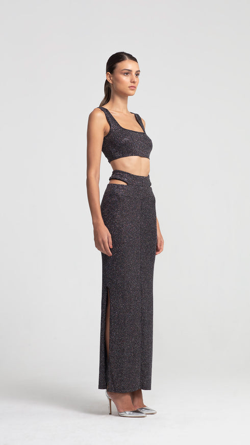 Silver Shiny Crop Top