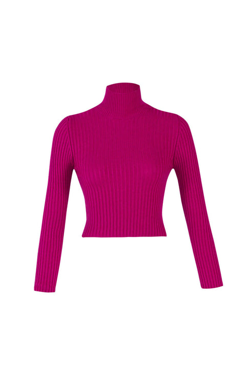 Low Cut Turtleneck Fuchsia Knitwear