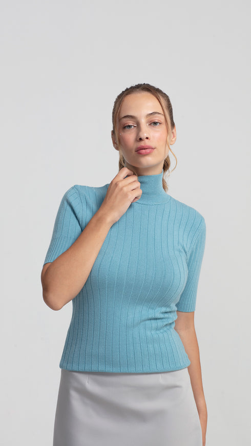 Light Blue Soft Turtle Neck Sweater