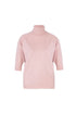 Soft Pink 3/4 Sleeve Turtleneck Sweater