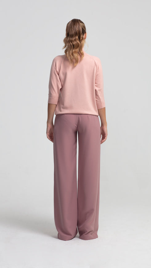 Soft Pink 3/4 Sleeve Turtleneck Sweater