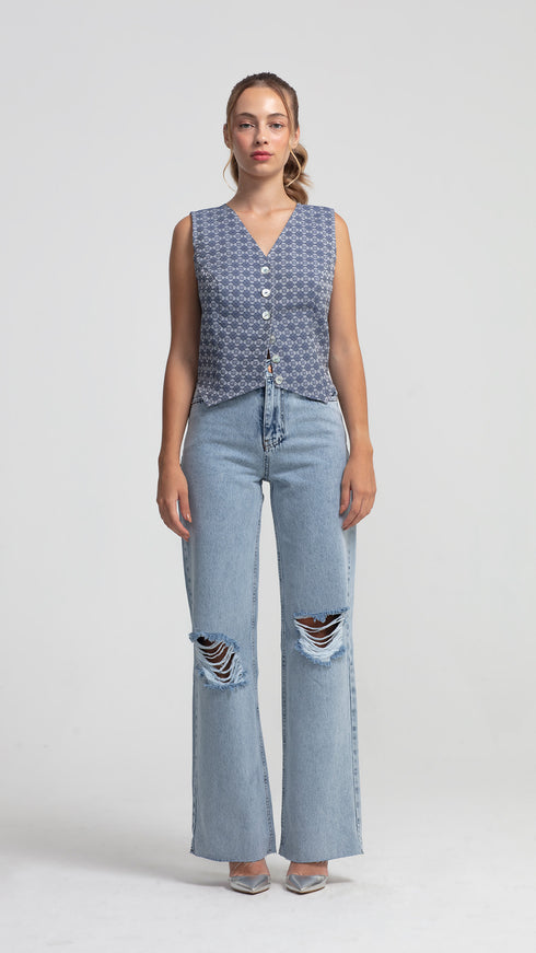 Light Blue Loose Straight Jeans