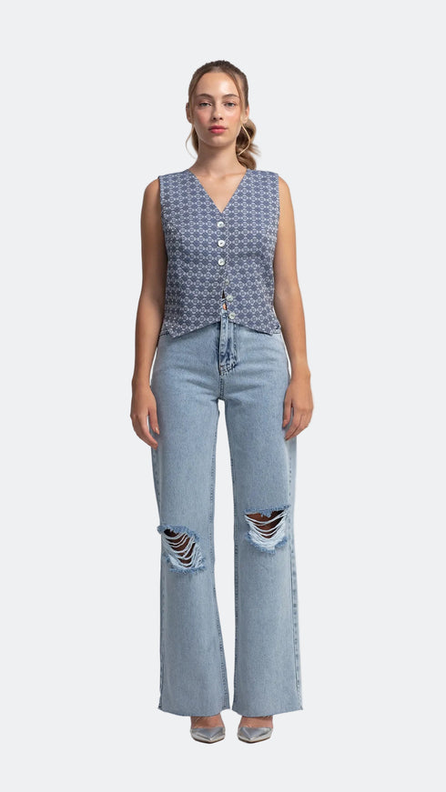 Light Blue Loose Straight Jeans
