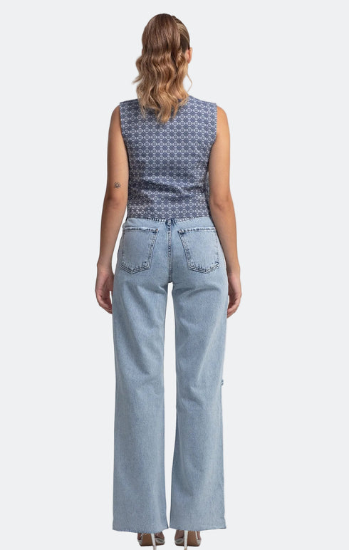 Light Blue Loose Straight Jeans