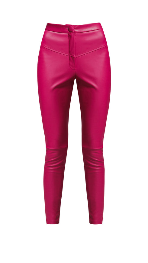 Vegan Leather Royal Fuchsia High Waist Tights
