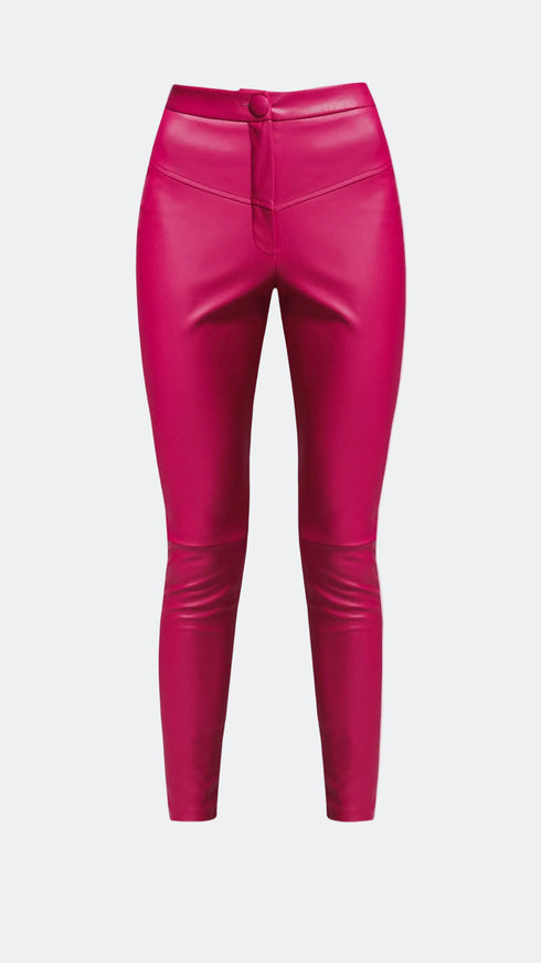Vegan Leather Royal Fuchsia High Waist Tights