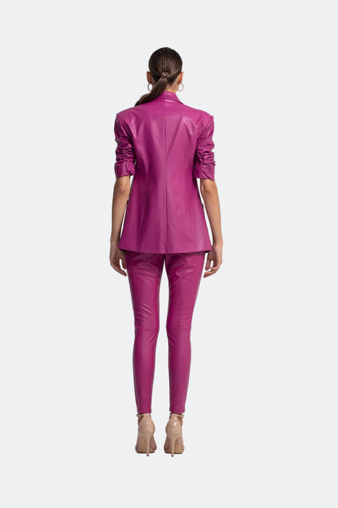 Vegan Leather Royal Fuchsia High Waist Tights