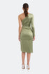 One Shoulder Midi Dress With Waist Decollete