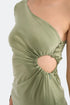 One Shoulder Midi Dress With Waist Decollete