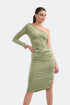 One Shoulder Midi Dress With Waist Decollete