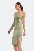 One Shoulder Midi Dress With Waist Decollete