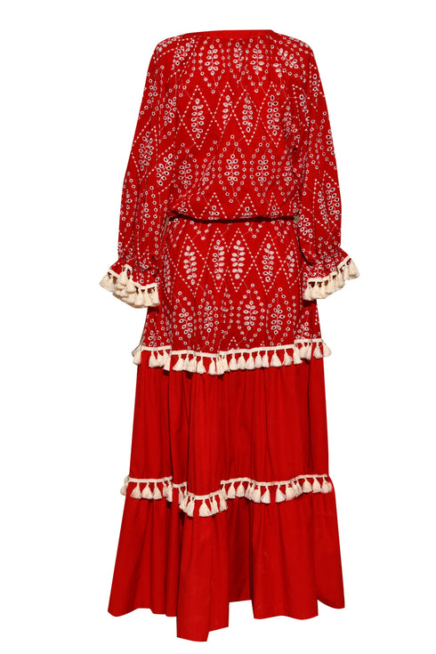 V NECK TASSEL DETAILS DRESS - Barrus London