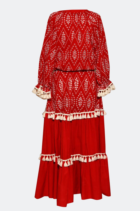 V NECK TASSEL DETAILS DRESS - Barrus London
