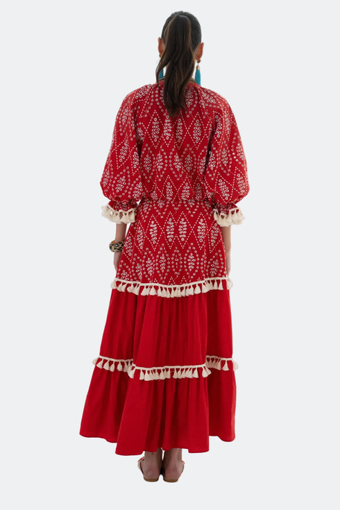 V NECK TASSEL DETAILS DRESS - Barrus London