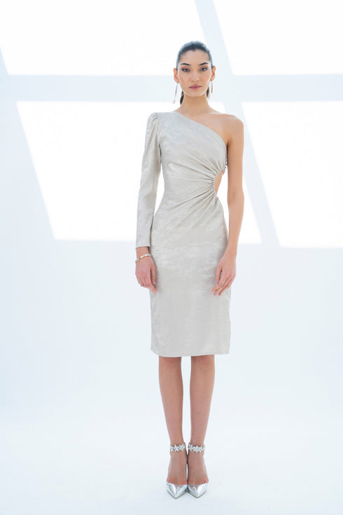 ONE SHOULDER MIDI DRESS - Barrus London