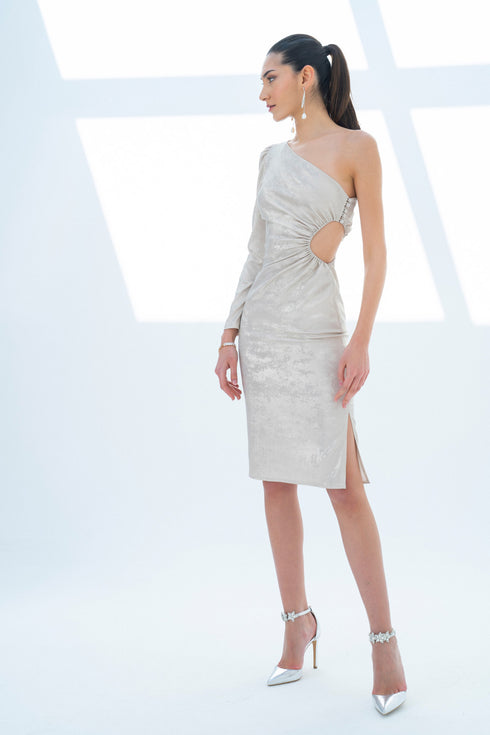 ONE SHOULDER MIDI DRESS - Barrus London