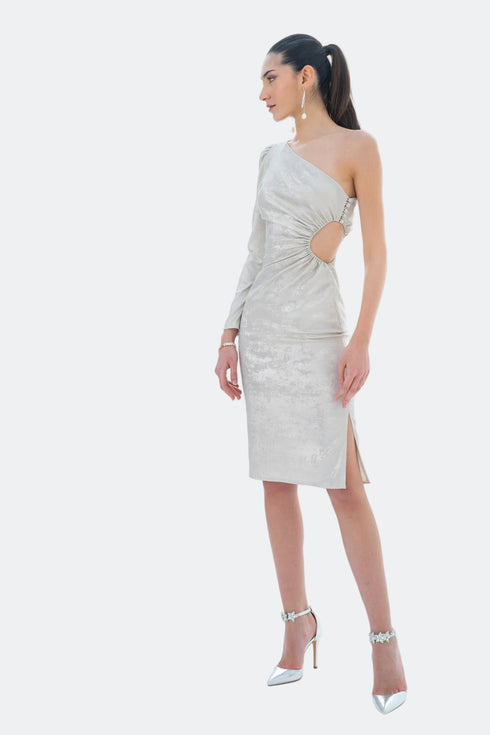 ONE SHOULDER MIDI DRESS - Barrus London
