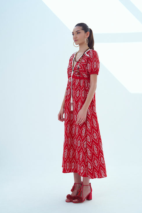 V NECK SHORT SLEEVES DRESS - Barrus London