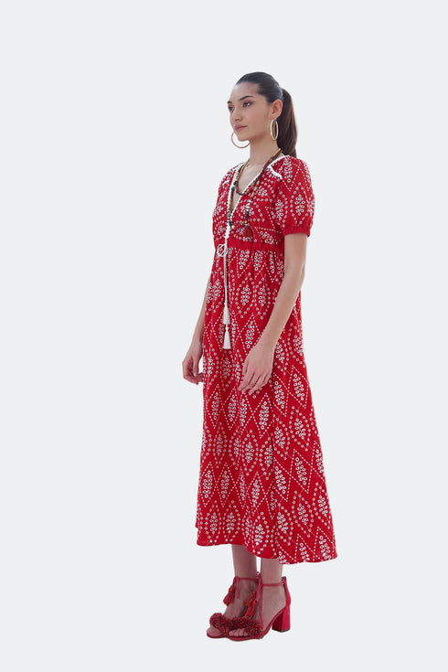V NECK SHORT SLEEVES DRESS - Barrus London