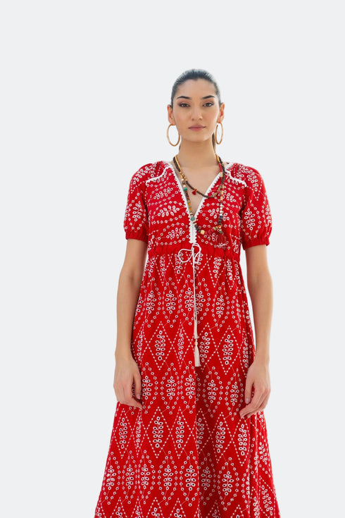 V NECK SHORT SLEEVES DRESS - Barrus London
