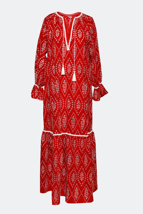 V NECK EMBROIDERED DRESS - Barrus London