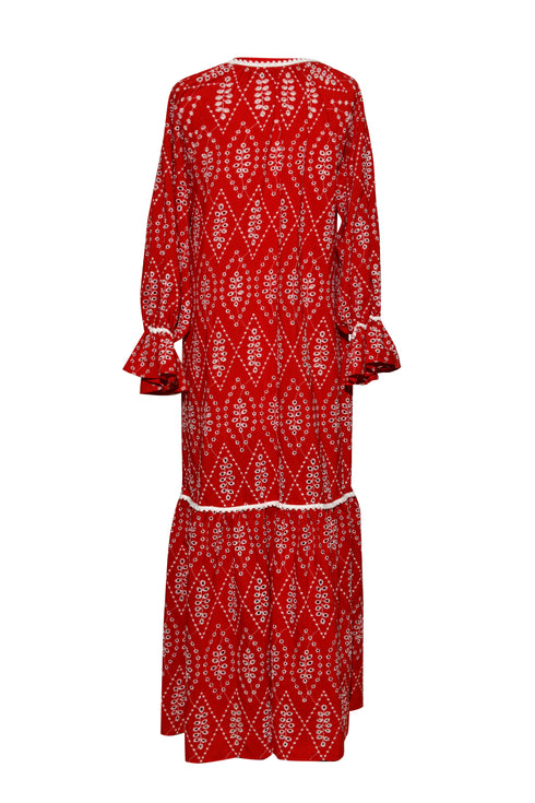 V NECK EMBROIDERED DRESS - Barrus London