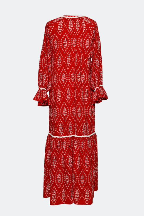 V NECK EMBROIDERED DRESS - Barrus London