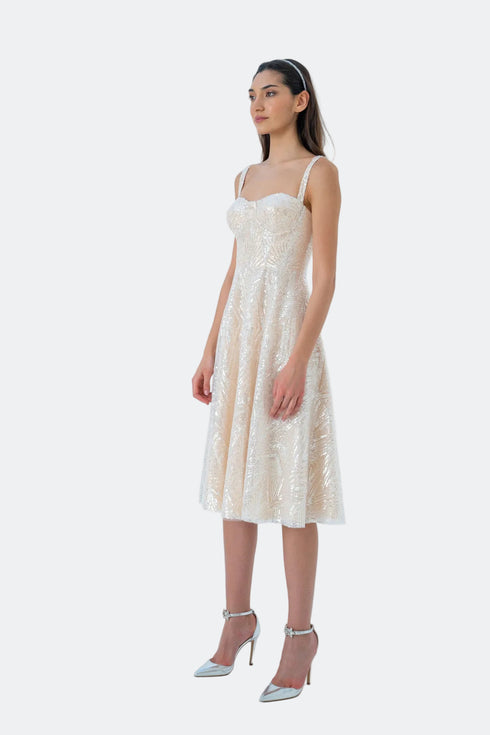 SEQUINED BUSTIER MIDI DRESS - Barrus London