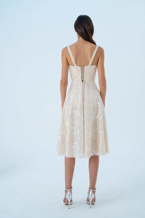 SEQUINED BUSTIER MIDI DRESS - Barrus London