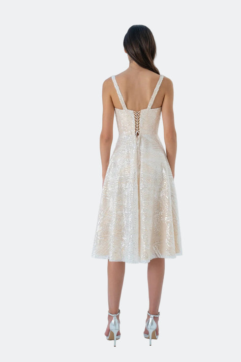 SEQUINED BUSTIER MIDI DRESS - Barrus London
