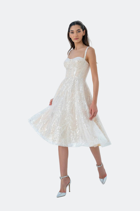 SEQUINED BUSTIER MIDI DRESS - Barrus London