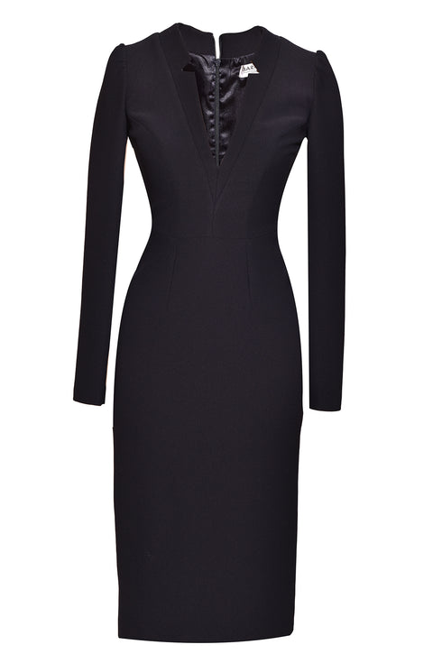 V-NECK DETAILED PENCIL DRESS - Barrus London