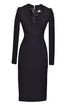 V-NECK DETAILED PENCIL DRESS - Barrus London
