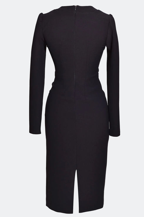 V-NECK DETAILED PENCIL DRESS - Barrus London