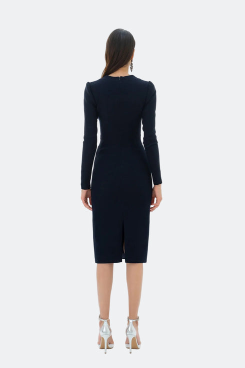 V-NECK DETAILED PENCIL DRESS - Barrus London