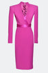 FUCHSIA V-NECK DETAILED PENCIL DRESS - Barrus London