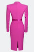 FUCHSIA V-NECK DETAILED PENCIL DRESS - Barrus London