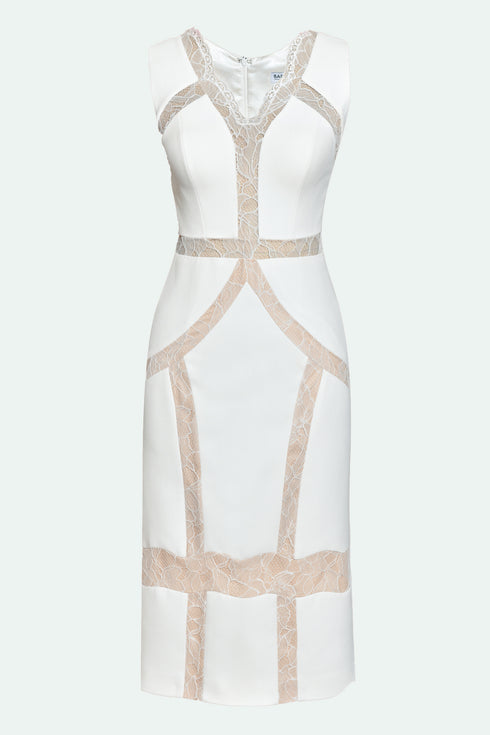 FRENCH LACE DETAILED PENCIL DRESS - Barrus London