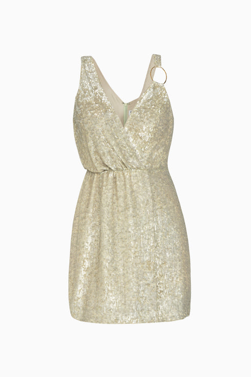 Ringed Detailed Sequined Mini Dress