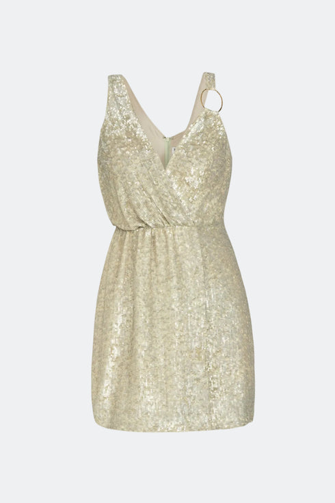 Ringed Detailed Sequined Mini Dress