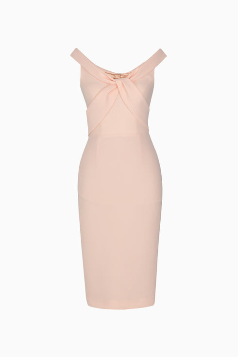 Chest Ticing Detailed Pencil Midi Dress
