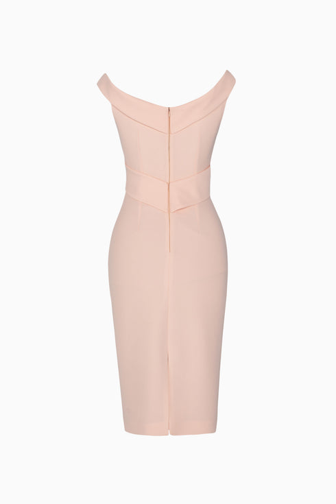 Chest Ticing Detailed Pencil Midi Dress