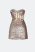 Bra Form Rose Patterned Brown Mini Dress